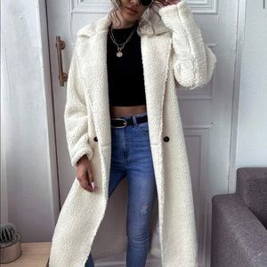 Double button Lapel Collar Teddy Coat